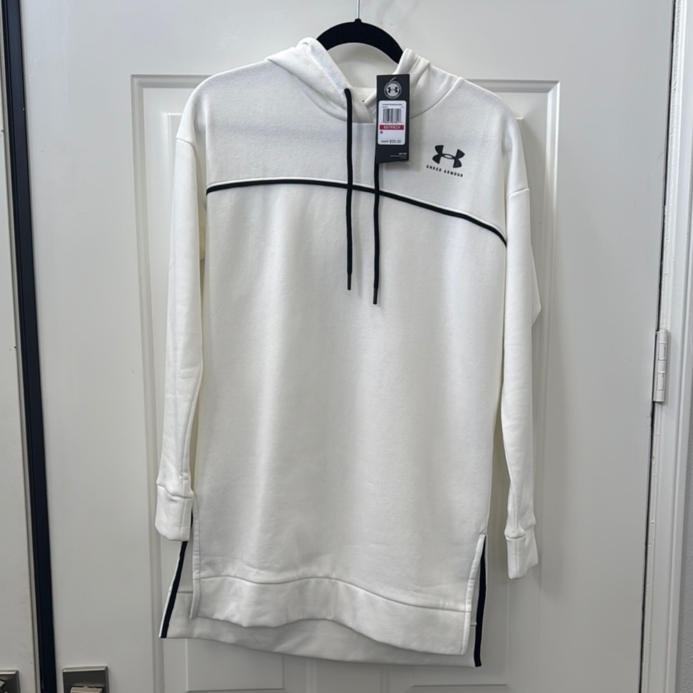 Under Armour White Sweatshirt with Black Accents